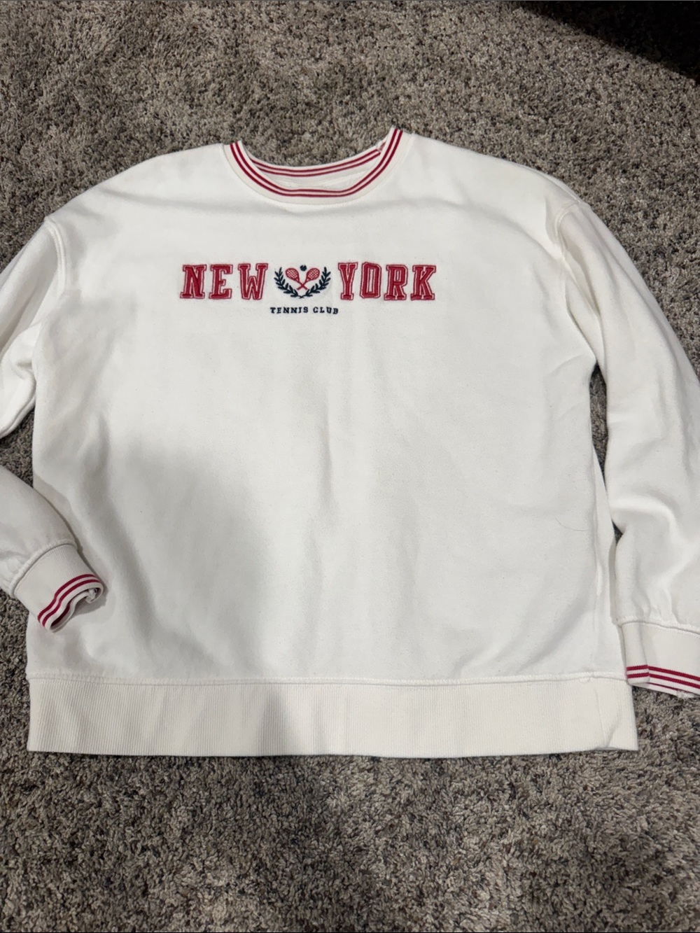 art class White Crewneck Sweatshirt with Red 'New York' Tennis Club Embroidery